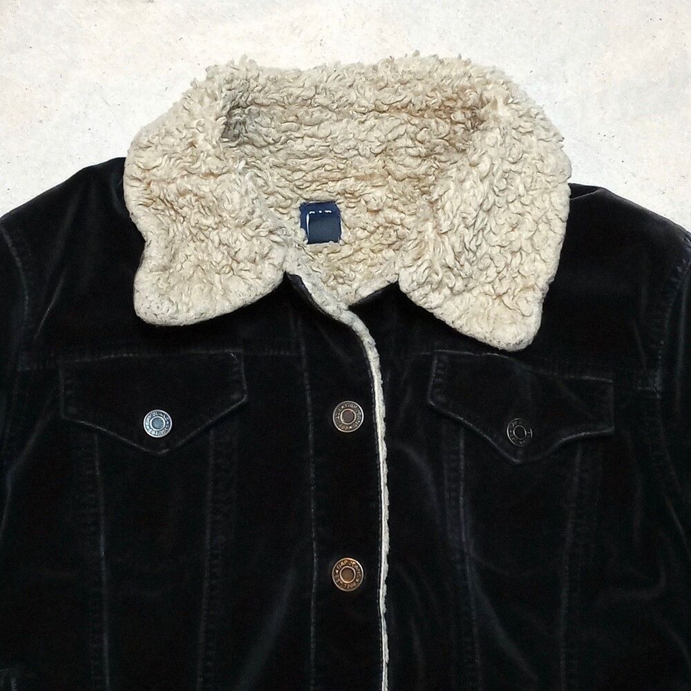 GAP Women’s Insulated Sherpa Lined Trucker Velour Y2K Jacket Size MEDIUM - Picture 2 of 8